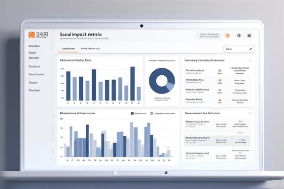 An analytics dashboard showing charts and graphs related to social impact metrics.
